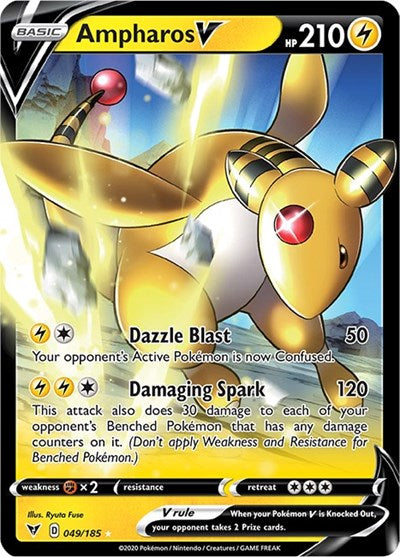 Ampharos V (SWSH04) #049/185 Ultra Rare (Holofoil Moderately Played) SWSH04: Vivid Voltage Pokemon: 2020
