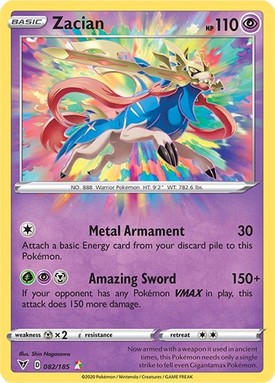 Zacian (SWSH04) #082/185 Amazing Rare (Holofoil Near Mint) SWSH04: Vivid Voltage Pokemon: 2020