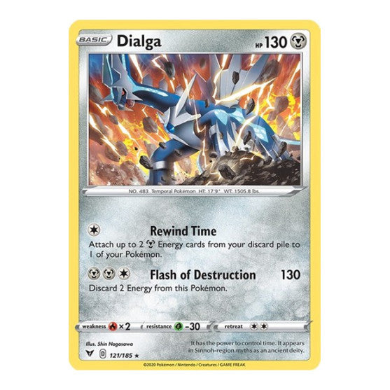 Dialga (SWSH04) #121/185 Holo Rare (Holofoil Moderately Played) SWSH04: Vivid Voltage Pokemon: 2020