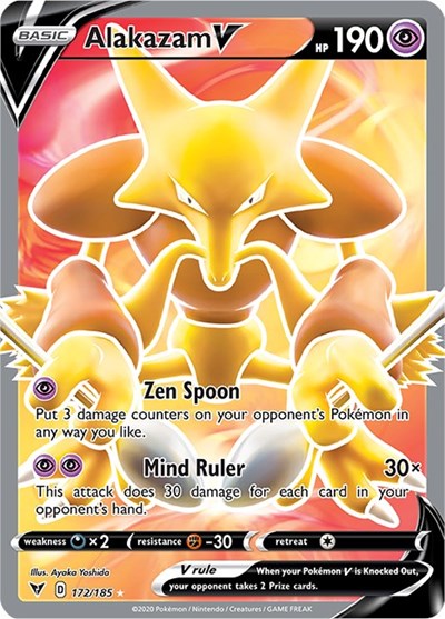 Alakazam V Full Art (SWSH04) #172/185 Ultra Rare (Holofoil Near Mint) SWSH04: Vivid Voltage Pokemon: 2020