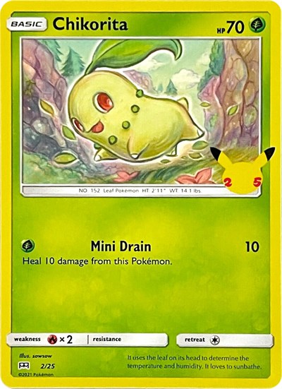 Chikorita 2 25 (M21) #002/025 Promo (Lightly Played) McDonald's 25th Anniversary Promos Pokemon: 2021