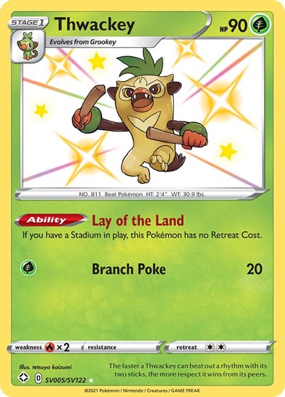 Thwackey (SHFSV) #SV005/SV122 Shiny Holo Rare (Holofoil Near Mint) Shining Fates: Shiny Vault Pokemon: 2021