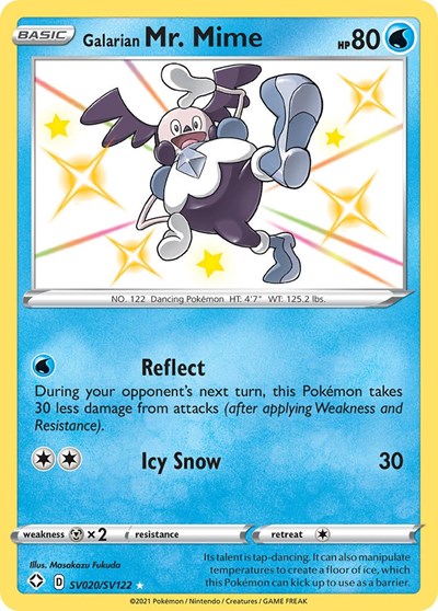 Galarian Mr. Mime (SHFSV) #SV020/SV122 Shiny Holo Rare (Holofoil Near Mint) Shining Fates: Shiny Vault Pokemon: 2021