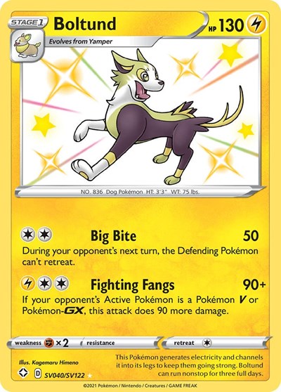 Boltund (SHFSV) #SV040/SV122 Shiny Holo Rare (Holofoil Near Mint) Shining Fates: Shiny Vault Pokemon: 2021