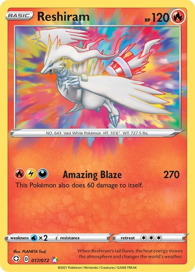 Reshiram (SHF) #017/072 Amazing Rare (Holofoil Near Mint) Shining Fates Pokemon: 2021