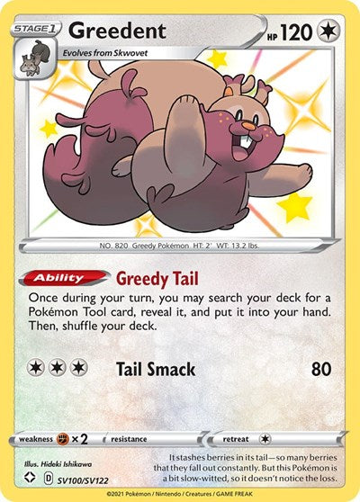 Greedent (SHFSV) #SV100/SV122 Shiny Holo Rare (Holofoil Near Mint) Shining Fates: Shiny Vault Pokemon: 2021