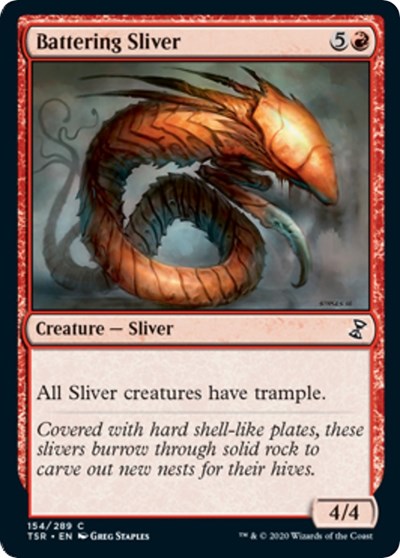 Battering Sliver (TSR) #154 Common (Near Mint) Time Spiral: Remastered Magic: The Gathering: 2021