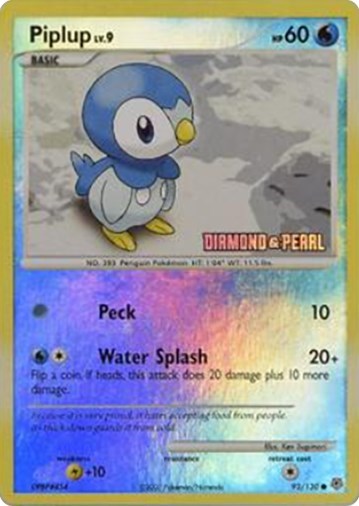 Piplup 93 130 Diamond and Pearl (BKP) #093/100 Promo (Reverse Holofoil Heavily Played) Burger King Promos Pokemon: 2026
