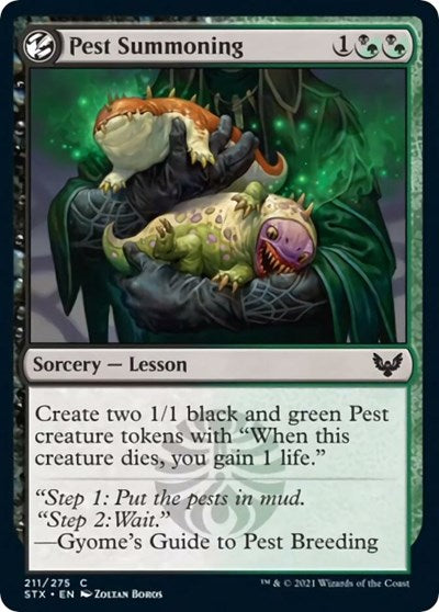 Pest Summoning (STX) #211 Common (Foil Lightly Played) Strixhaven: School of Mages Magic: The Gathering: 2021