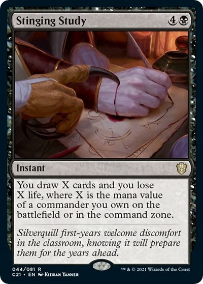 Stinging Study (C21) #44 Rare (Near Mint) Commander 2021 Magic: The Gathering: 2021