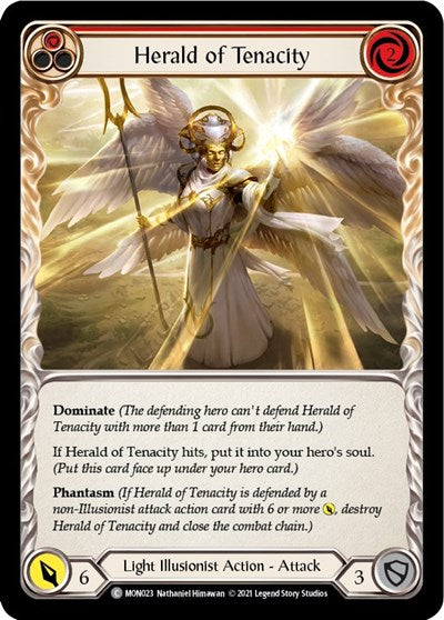 Herald of Tenacity Red (MON) #MON023 Common (Unlimited Edition Normal Lightly Played) Monarch Flesh and Blood TCG: 2021