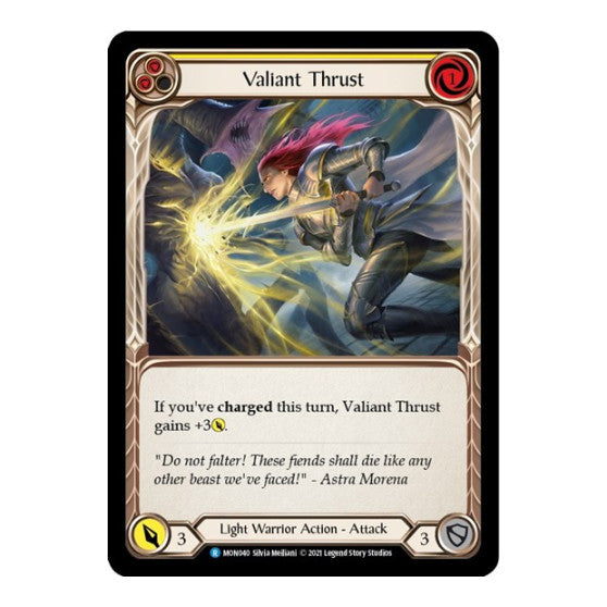 Valiant Thrust (Yellow) (MON) #MON040 Rare (Unlimited Edition Normal Lightly Played) Monarch Flesh and Blood TCG: 2021