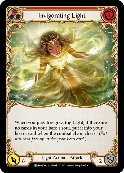 Invigorating Light Red (MON) #MON066 Rare (Unlimited Edition Normal Lightly Played) Monarch Flesh and Blood TCG: 2021