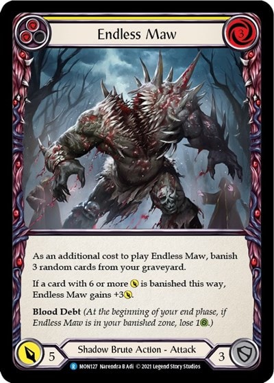 Endless Maw Yellow (MON) #MON127 Rare (Unlimited Edition Normal Lightly Played) Monarch Flesh and Blood TCG: 2021