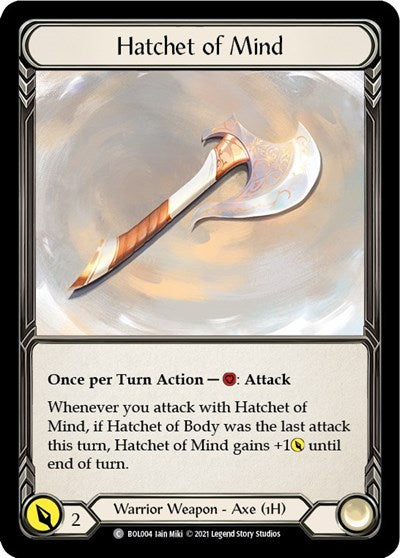 Hatchet of Mind (BOL) #BOL004 Common (Near Mint) Blitz Deck: Monarch - Boltyn Flesh and Blood TCG: 2021