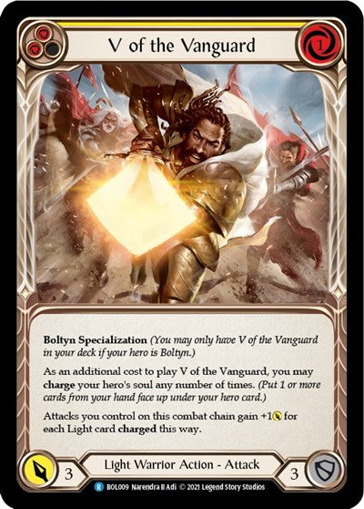 V of the Vanguard (BOL) #BOL009 Rare (Near Mint) Blitz Deck: Monarch - Boltyn Flesh and Blood TCG: 2021