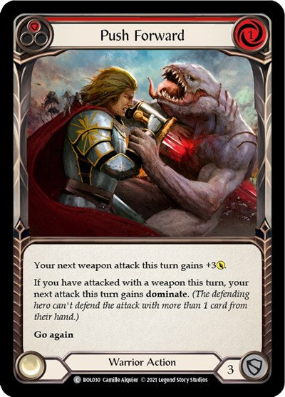 Push Forward Red (BOL) #BOL030 Common (Near Mint) Blitz Deck: Monarch - Boltyn Flesh and Blood TCG: 2021