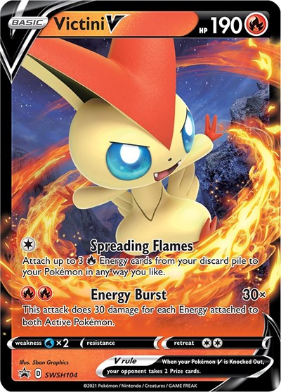 Victini V SWSH104 (SWSD) #SWSH104 Promo (Holofoil Near Mint) SWSH: Sword & Shield Promo Cards Pokemon: 2019