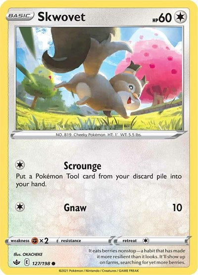 Skwovet (SWSH06) #127/198 Common (Reverse Holofoil Moderately Played) SWSH06: Chilling Reign Pokemon: 2021