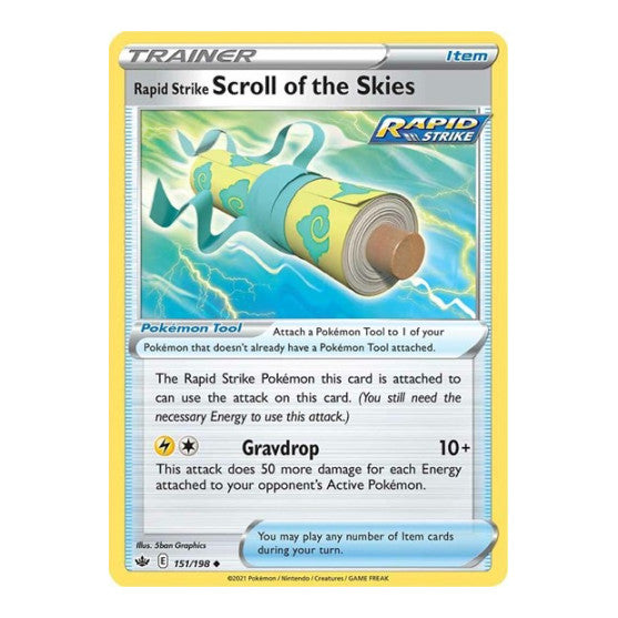 Rapid Strike Scroll of the Skies (SWSH06) #151/198 Uncommon (Moderately Played) SWSH06: Chilling Reign Pokemon: 2021