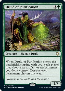 Druid of Purification (AFC) #39 Rare (Near Mint) Commander: Adventures in the Forgotten Realms Magic: The Gathering: 2021