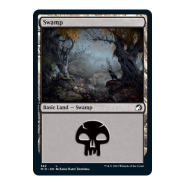 Swamp (382) (MID) #382 Land (Foil Lightly Played) Innistrad: Midnight Hunt Magic: The Gathering: 2021