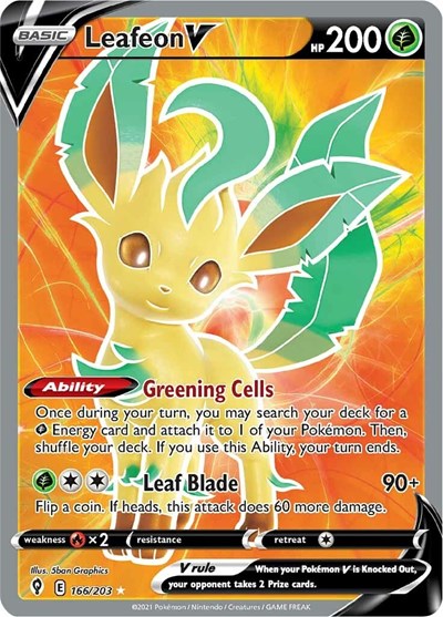 Leafeon V Full Art (SWSH07) #166/203 Ultra Rare (Holofoil Near Mint) SWSH07: Evolving Skies Pokemon: 2021