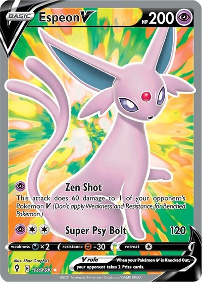 Espeon V Full Art (SWSH07) #179/203 Ultra Rare (Holofoil Near Mint) SWSH07: Evolving Skies Pokemon: 2021