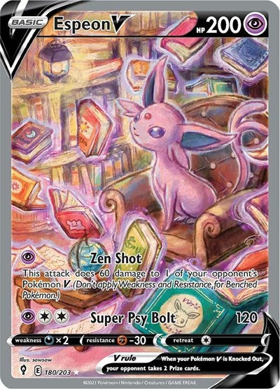 Espeon V Alternate Full Art (SWSH07) #180/203 Ultra Rare (Holofoil Near Mint) SWSH07: Evolving Skies Pokemon: 2021