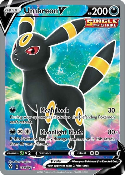 Umbreon V Full Art (SWSH07) #188/203 Ultra Rare (Holofoil Near Mint) SWSH07: Evolving Skies Pokemon: 2021