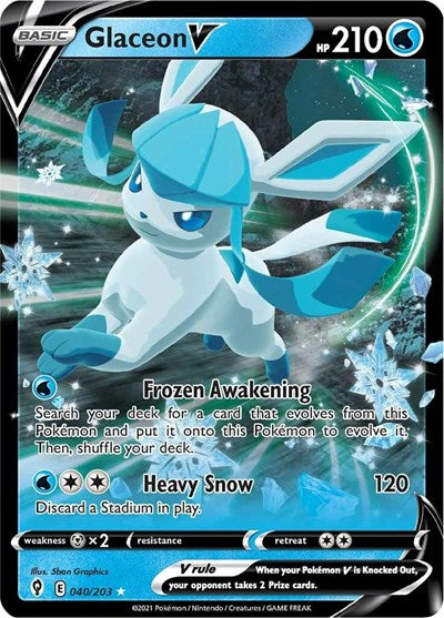 Glaceon V (SWSH07) #040/203 Ultra Rare (Holofoil Near Mint) SWSH07: Evolving Skies Pokemon: 2021