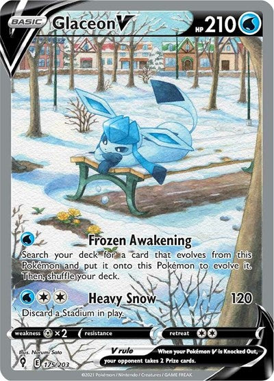 Glaceon V Alternate Full Art (SWSH07) #175/203 Ultra Rare (Holofoil Near Mint) SWSH07: Evolving Skies Pokemon: 2021