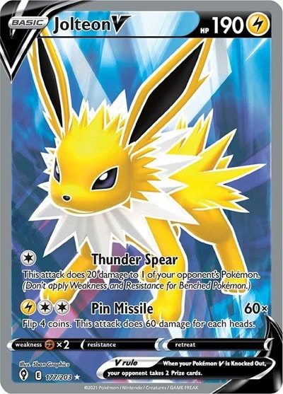 Jolteon V Full Art (SWSH07) #177/203 Ultra Rare (Holofoil Near Mint) SWSH07: Evolving Skies Pokemon: 2021