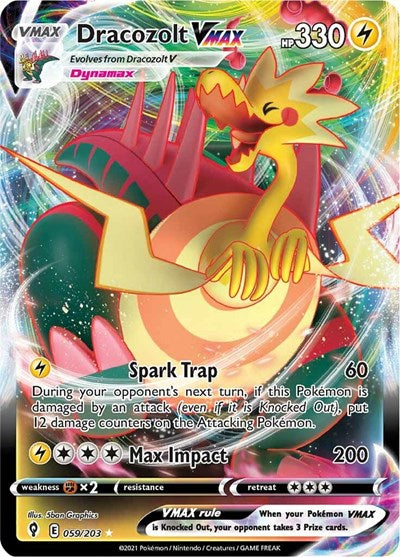 Dracozolt VMAX (SWSH07) #059/203 Ultra Rare (Holofoil Near Mint) SWSH07: Evolving Skies Pokemon: 2021