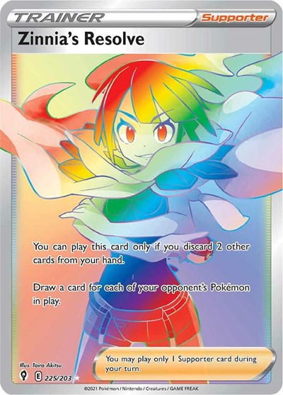 Zinnias Resolve Secret (SWSH07) #225/203 Secret Rare (Holofoil Near Mint) SWSH07: Evolving Skies Pokemon: 2021