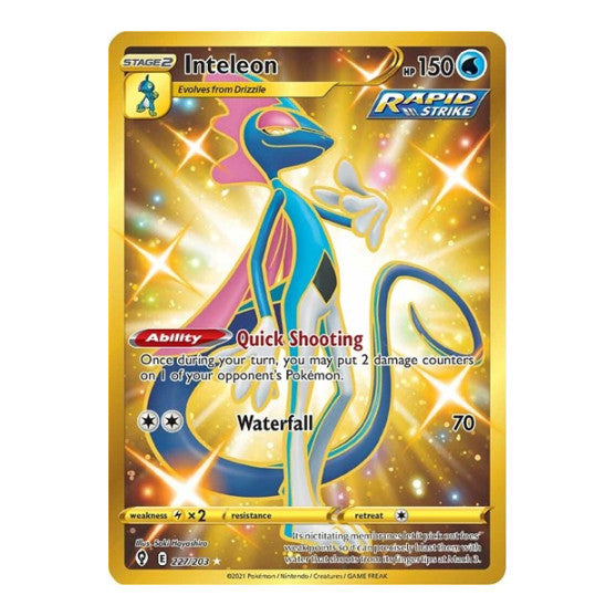 Inteleon Secret (SWSH07) #227/203 Secret Rare (Holofoil Near Mint) SWSH07: Evolving Skies Pokemon: 2021