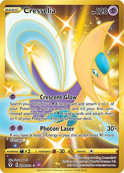 Cresselia Secret (SWSH07) #228/203 Secret Rare (Holofoil Near Mint) SWSH07: Evolving Skies Pokemon: 2021