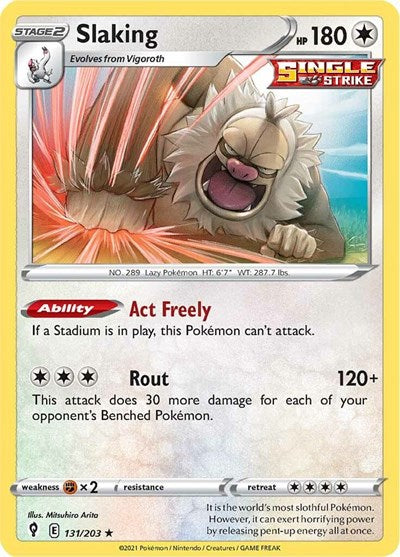 Slaking (SWSH07) #131/203 Holo Rare (Holofoil Near Mint) SWSH07: Evolving Skies Pokemon: 2021
