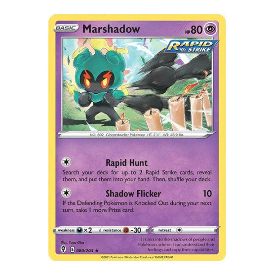 Marshadow (SWSH07) #080/203 Holo Rare SWSH07: Evolving Skies Pokemon: 2021