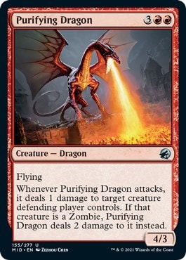 Purifying Dragon (MID) #155 Uncommon (Lightly Played) Innistrad: Midnight Hunt Magic: The Gathering: 2021