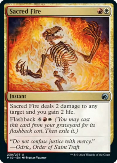Sacred Fire (MID) #239 Uncommon (Lightly Played) Innistrad: Midnight Hunt Magic: The Gathering: 2021