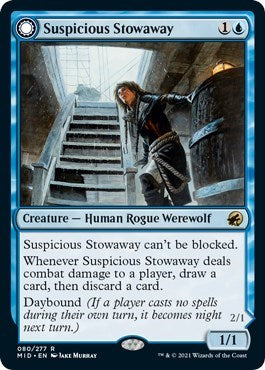 Suspicious Stowaway (MID) #80 Rare (Near Mint) Innistrad: Midnight Hunt Magic: The Gathering: 2021
