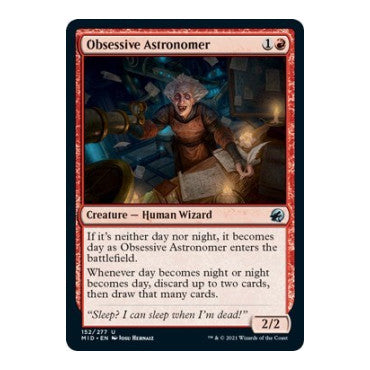 Obsessive Astronomer (MID) #152 Uncommon (Foil Lightly Played) Innistrad: Midnight Hunt Magic: The Gathering: 2021