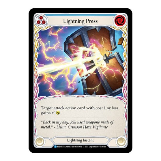 Lightning Press (Blue) (ELE) #ELE185 Rare (Unlimited Edition Rainbow Foil Near Mint) Tales of Aria Flesh and Blood TCG: 2021