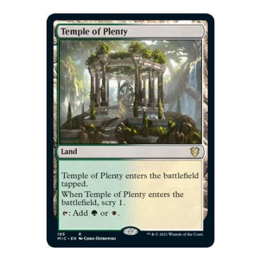Temple of Plenty (MIC) #185 Rare (Lightly Played) Commander: Innistrad: Midnight Hunt Magic: The Gathering: 2021