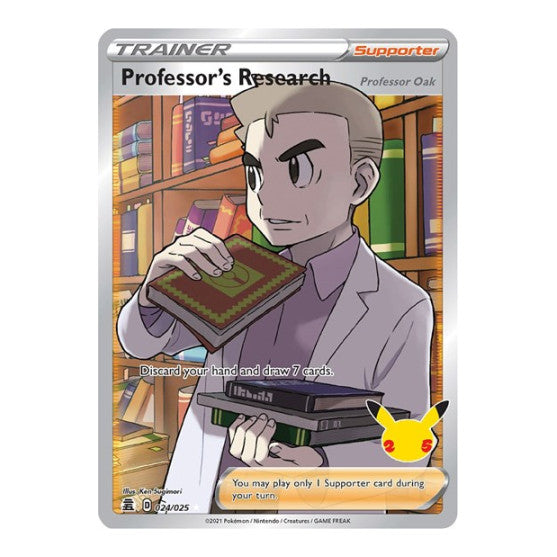 Professors Research Professor Oak Full Art (CLB) #024/025 Ultra Rare (Holofoil Near Mint) Celebrations Pokemon: 2021