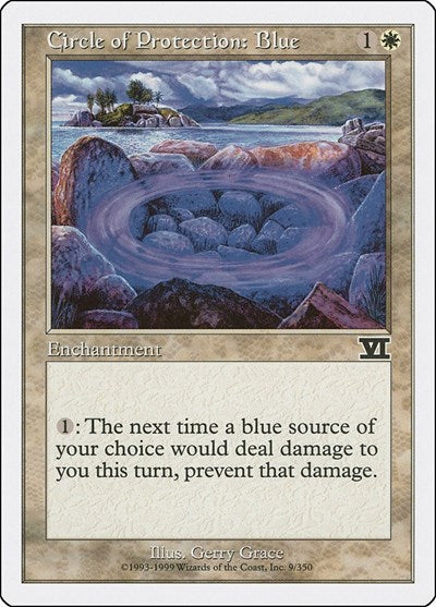 Circle of Protection Blue (6ED) #9 Common (Heavily Played) Classic Sixth Edition Magic: The Gathering: 1999