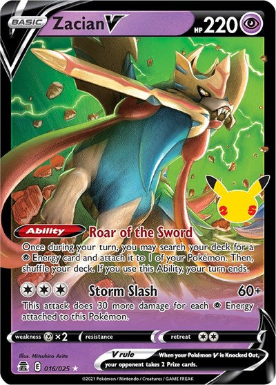 Zacian V (CLB) #016/025 Ultra Rare (Holofoil Near Mint) Celebrations Pokemon: 2021