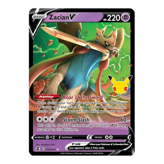 Zacian V (CLB) #016/025 Ultra Rare (Holofoil Near Mint) Celebrations Pokemon: 2021