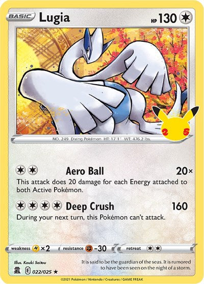 Lugia (CLB) #022/025 Holo Rare (Holofoil Near Mint) Celebrations Pokemon: 2021